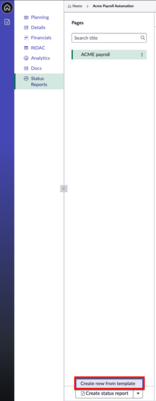 Crie um novo relatório de status a partir do modelo.