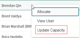 Atualizar opção de capacidade.
