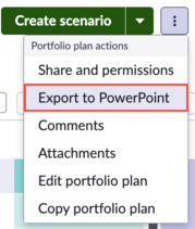 Opção Exportar para PowerPoint no menu Mais opções.