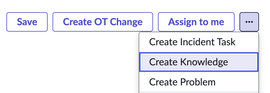 Create knowledge button.