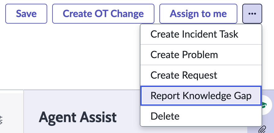 Report knowledge gap UI action.