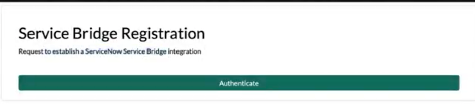 Die Service Bridge-Registrierungsseite wird angezeigt.