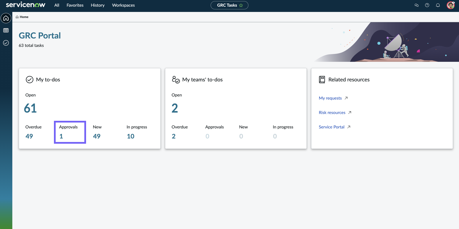 GRC tasks page.