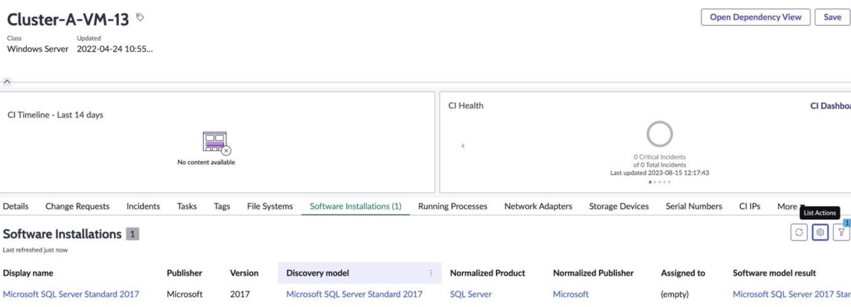 The software installed on this virtual machine is SQL Server Standard.
