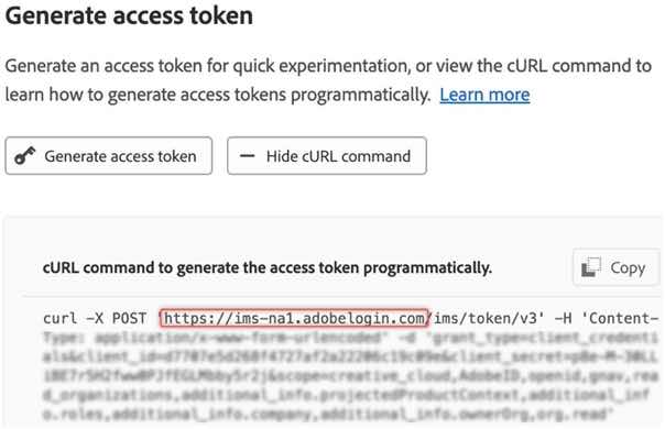 Connection URL in Adobe Developer Console.