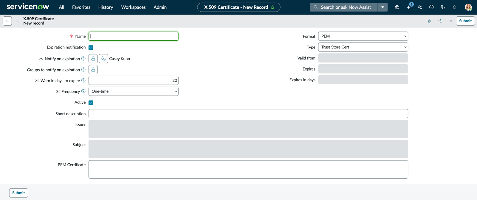 Chargement du certificat vers une instance