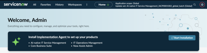Image montrant le bouton d’installation de l’application du magasin Now Assist pour configuration de l’application