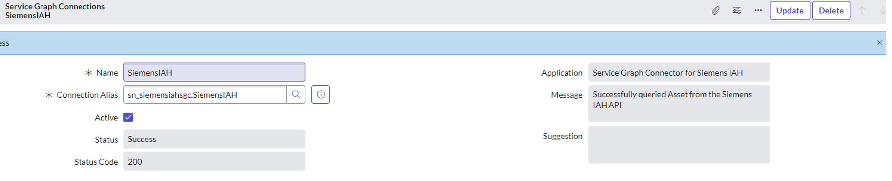 Um teste de conexão bem-sucedido mostrando um status de Êxito.