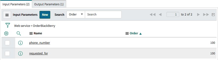 OrderBlackBerry Input Parameters