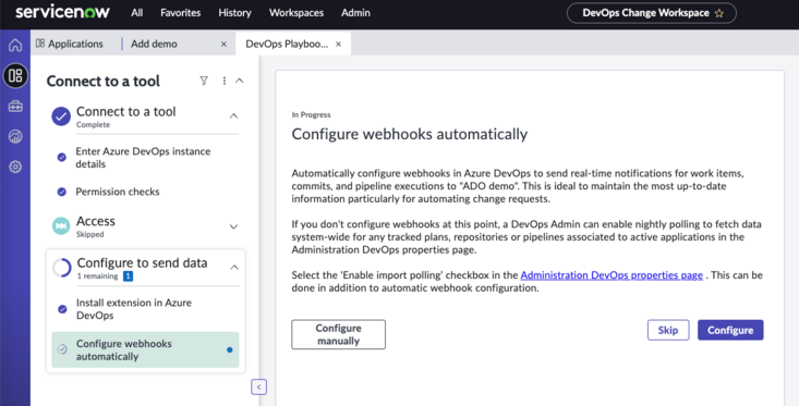 Configure Azure DevOps for a project.