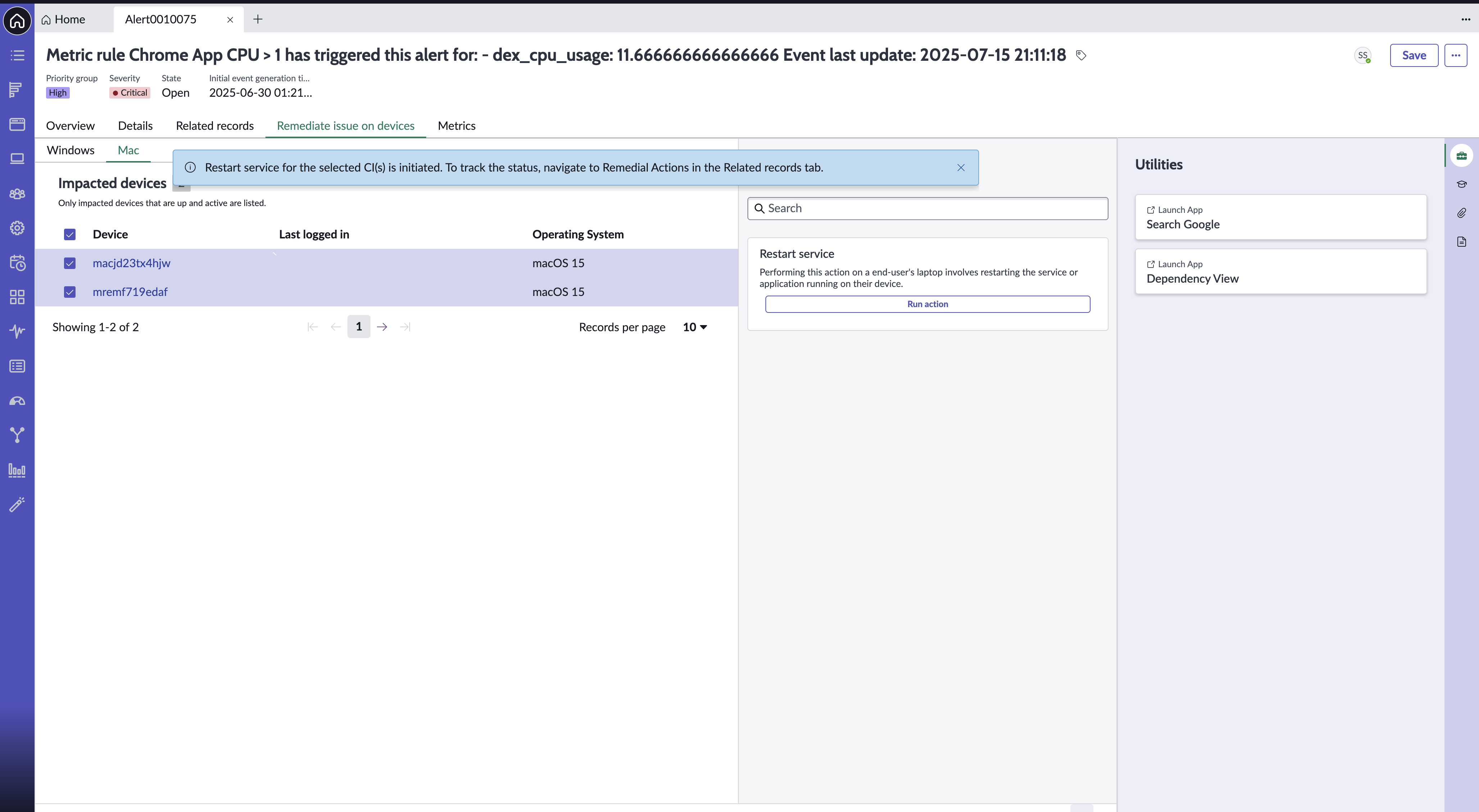 Bulk remedial action