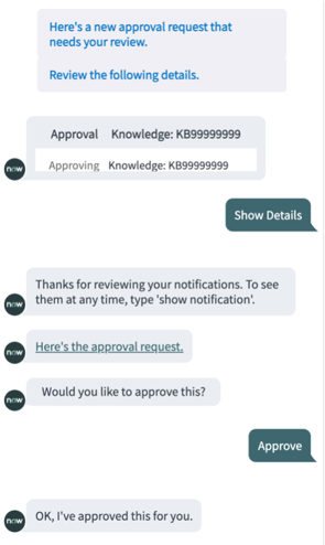 Notification for knowledge article approval.