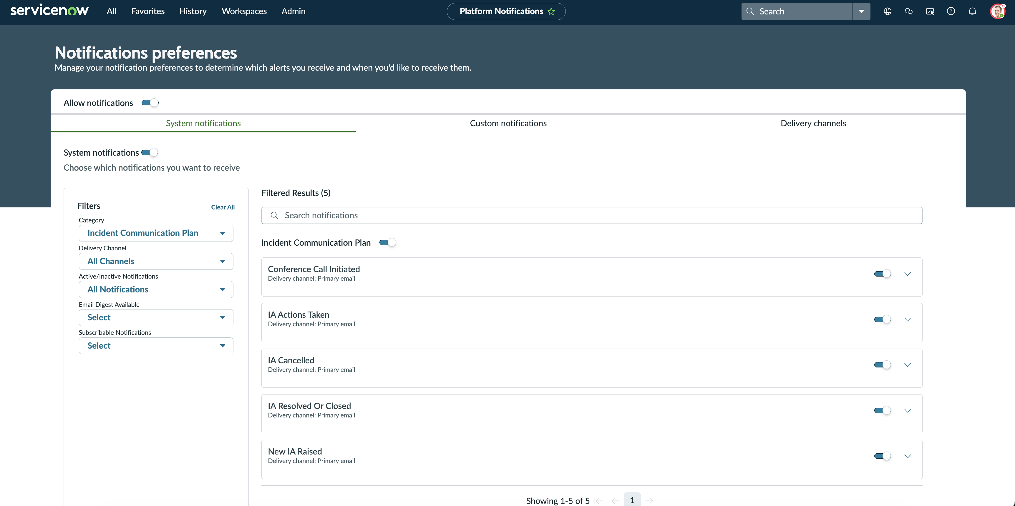 Apply conditions for a notification