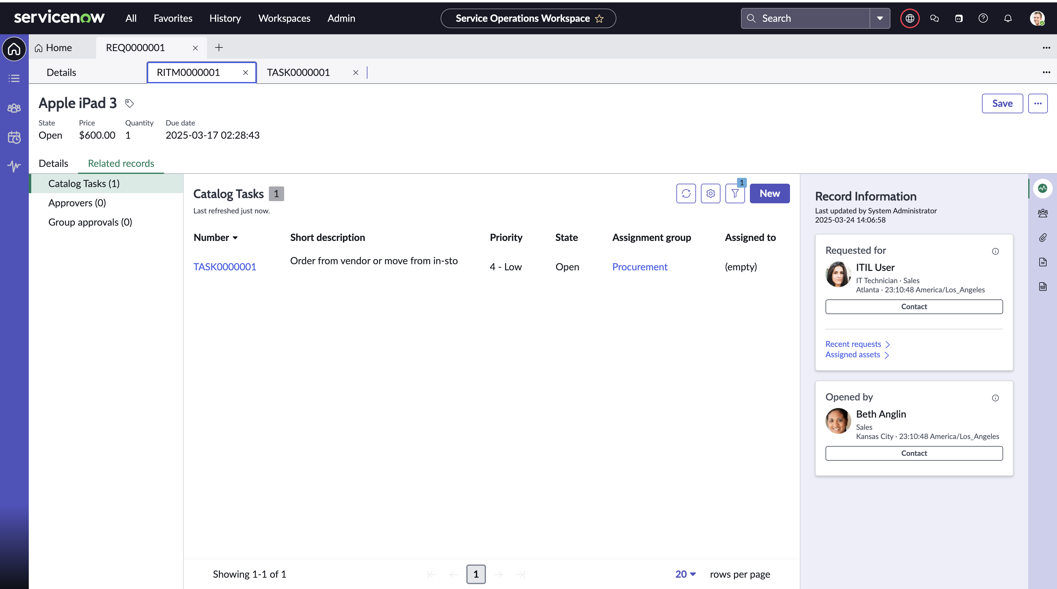 Request item form