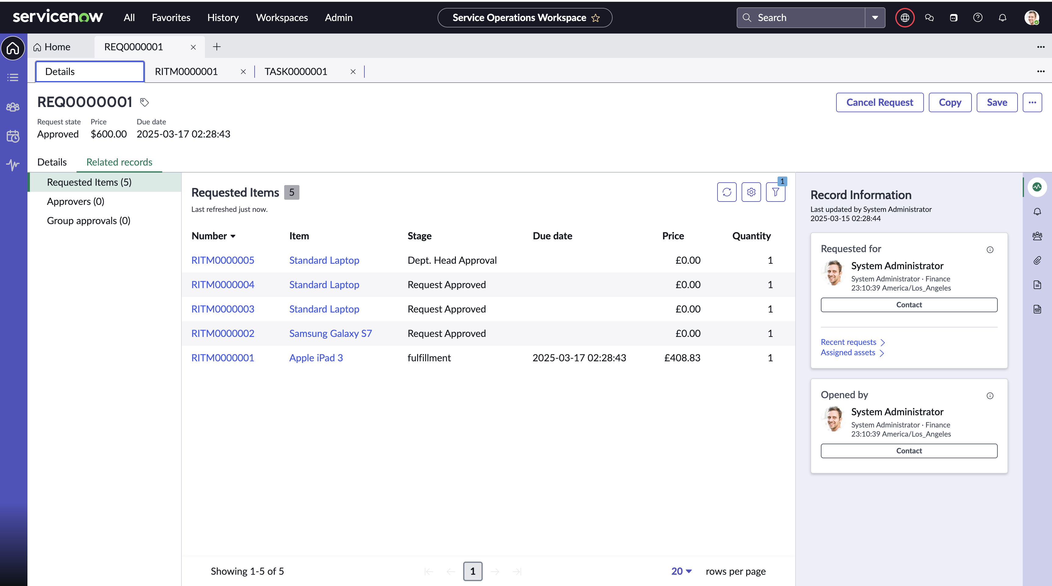Request form