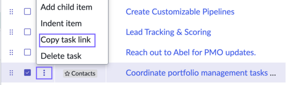 Copy task link in CWM.
