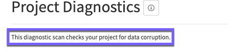 Diagnostics feature description on the application page
