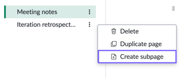 Create subpage for a Doc in CWM.