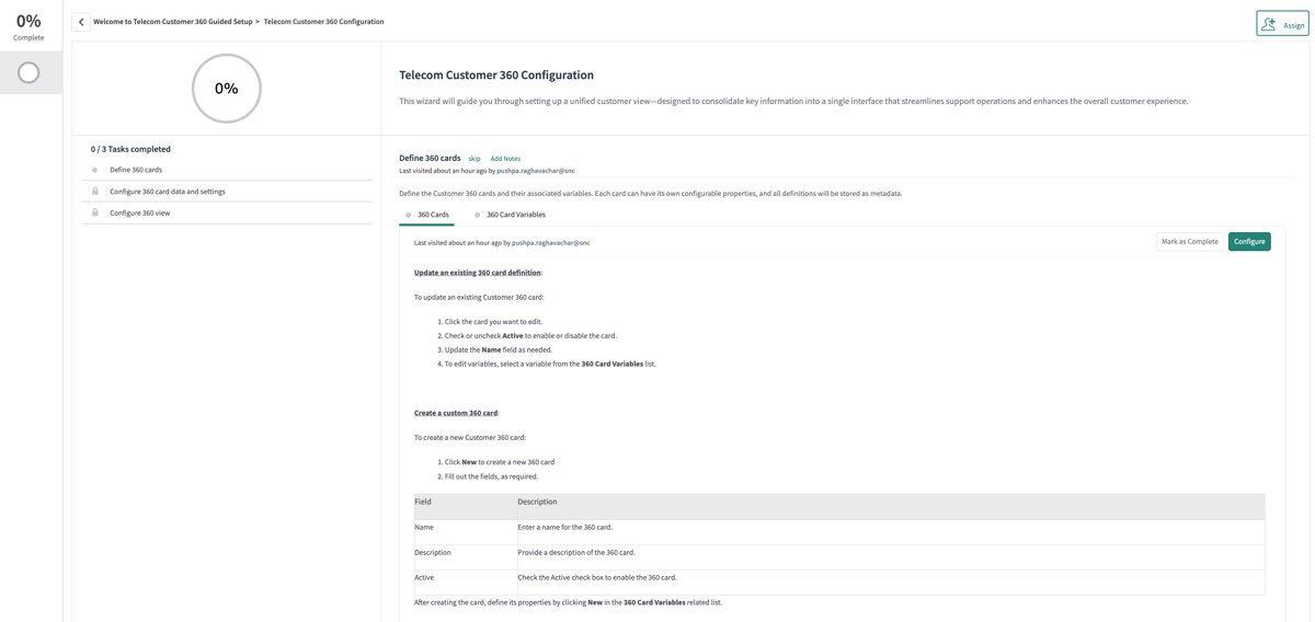 Configuration guidée de client de télécommunication 360