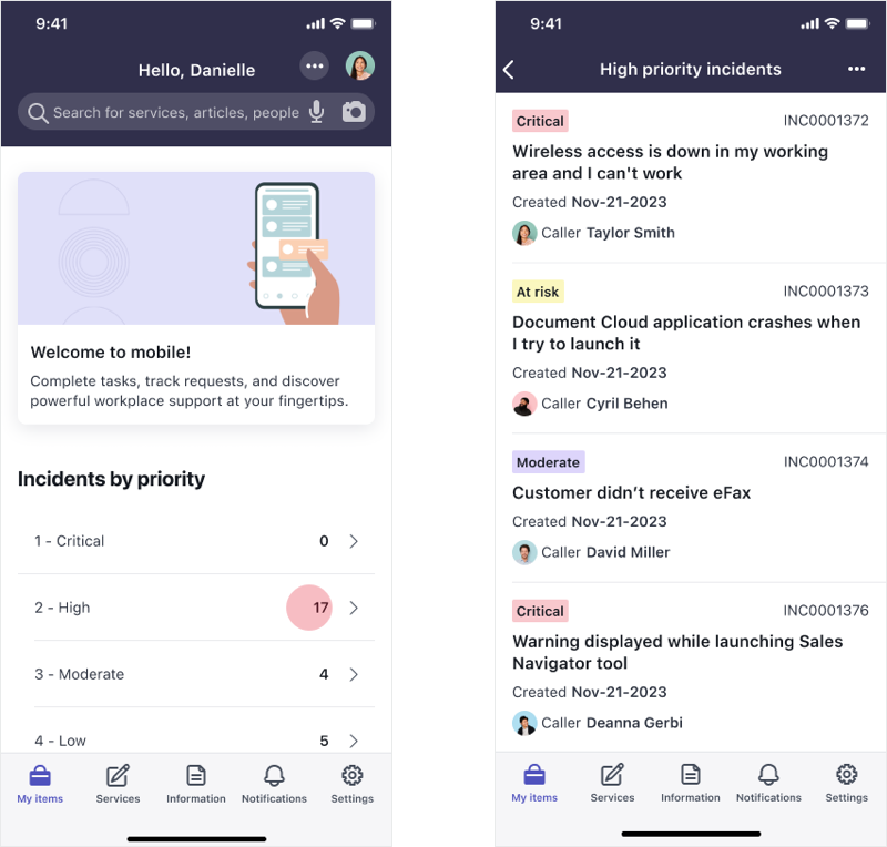 Navigation function used to direct users from one list to another.