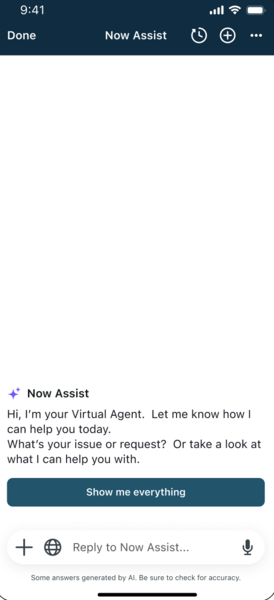 now assist for mobile virtual agent example responses
