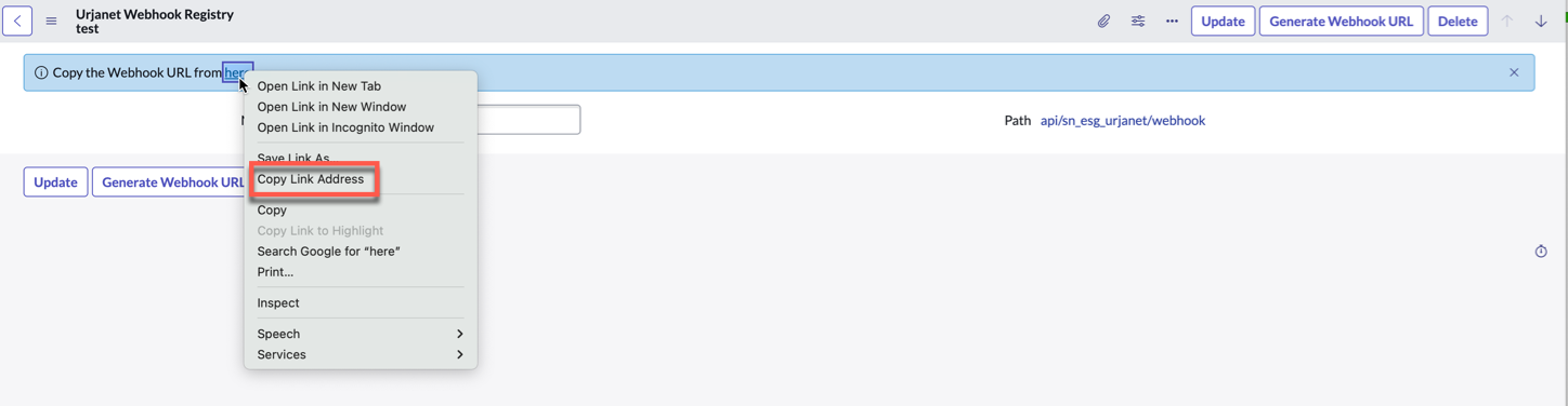 Webhook URL をコピーします。