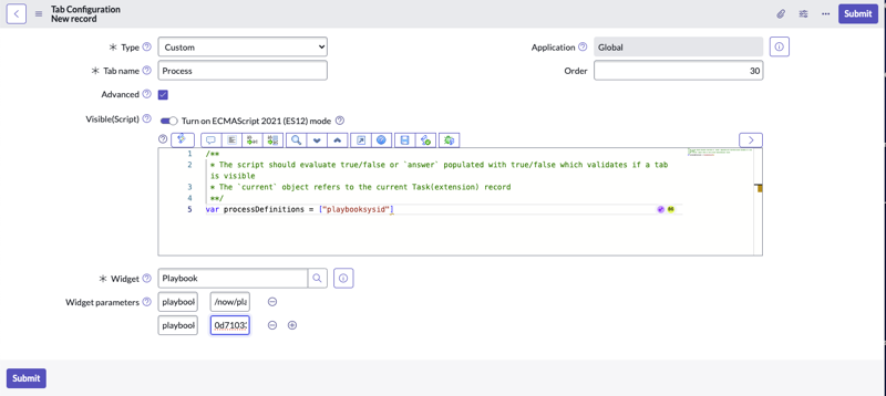 Formulaire de configuration de nouvel onglet