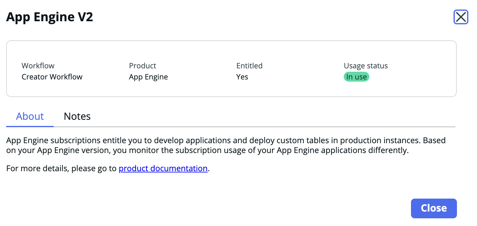 View information about a capability along with Notes and link to the product documentation.