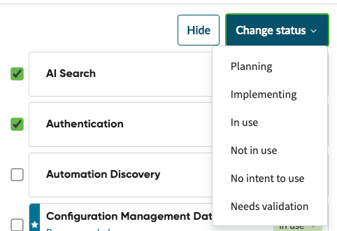 The available statuses to assign to a capability.