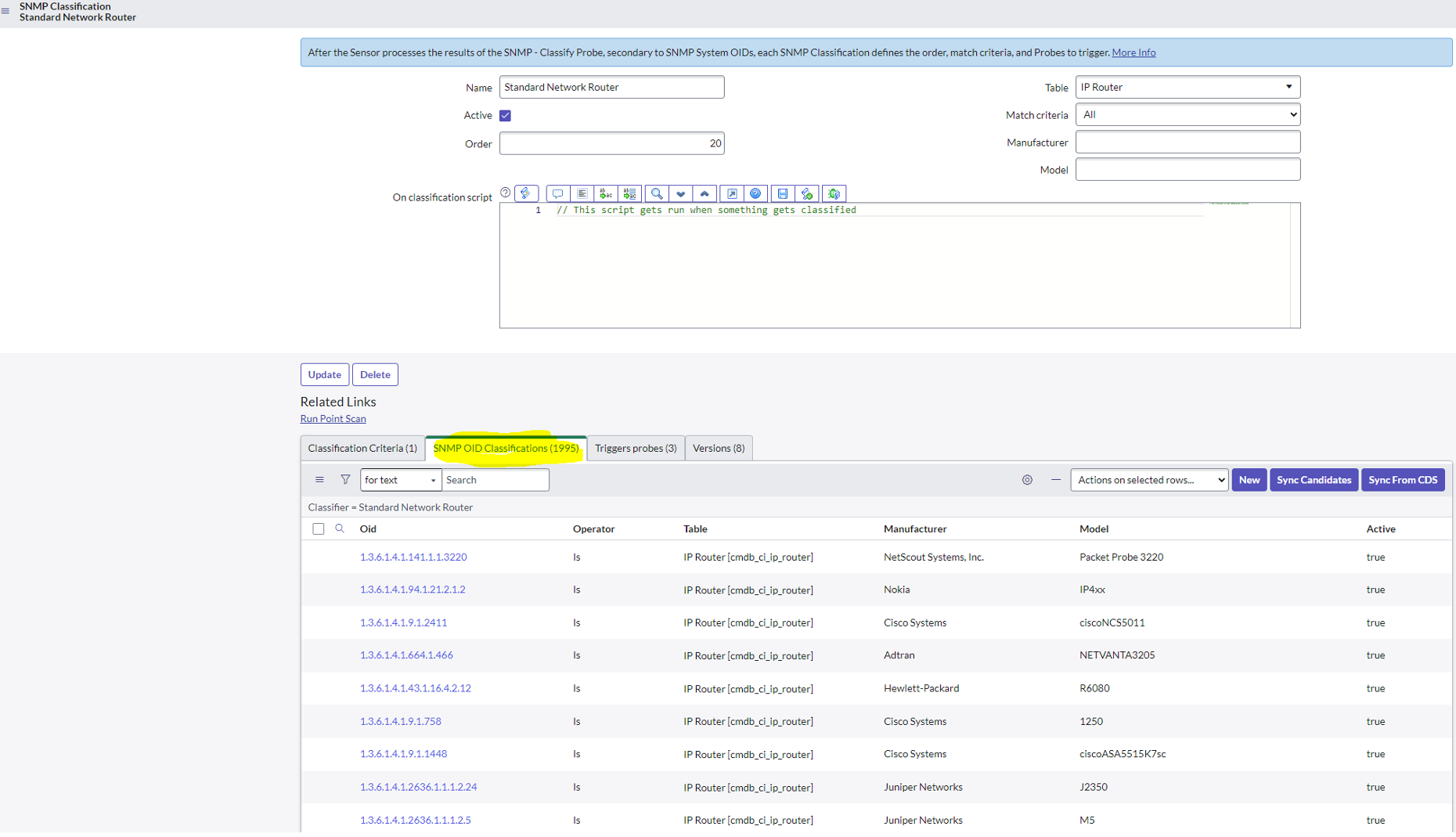 Classifications d’oid SNMP.