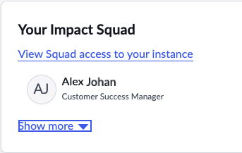 Squad access tile on the Impact homepage