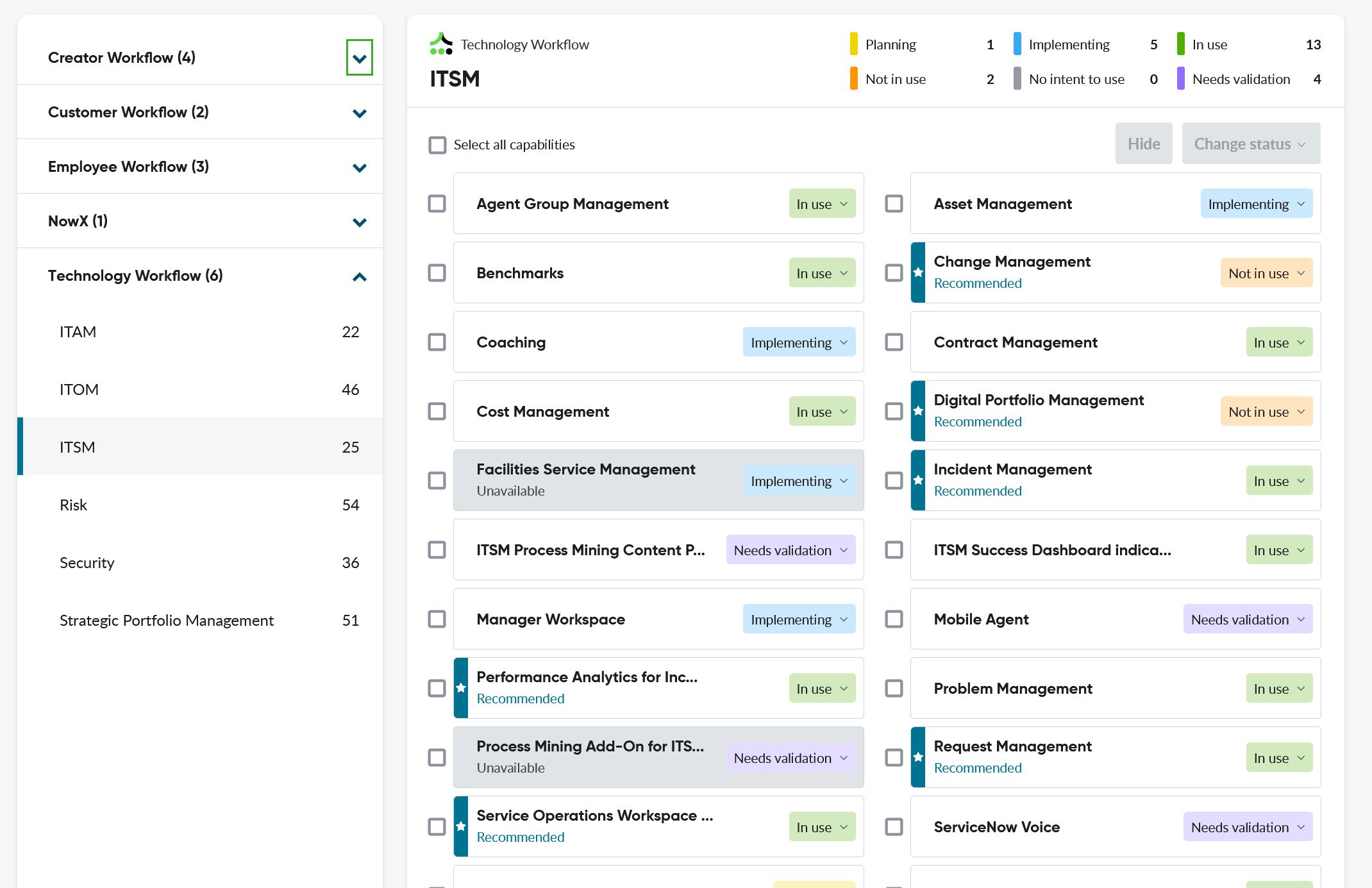 Shows all of the available capabilities for your instance.