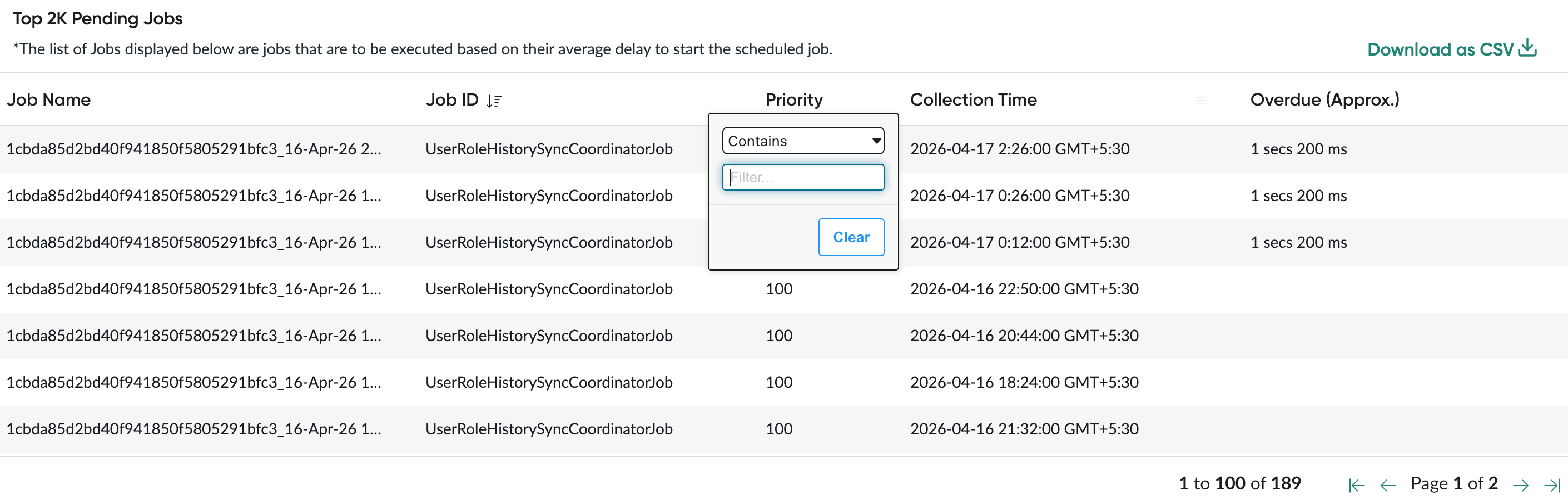 Sorting and filtering pending jobs.