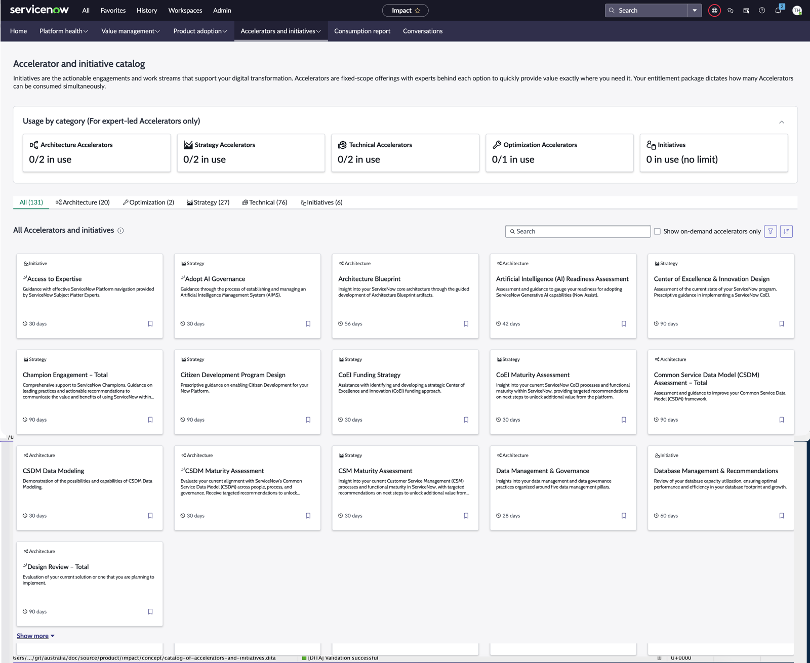 Catalog of Accelerators and Initiatives with the All tab selected