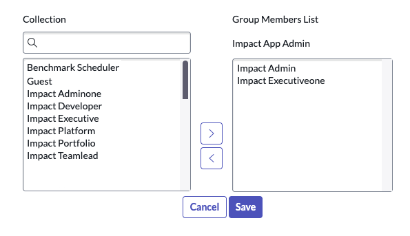 The assign users to groups assignment page.