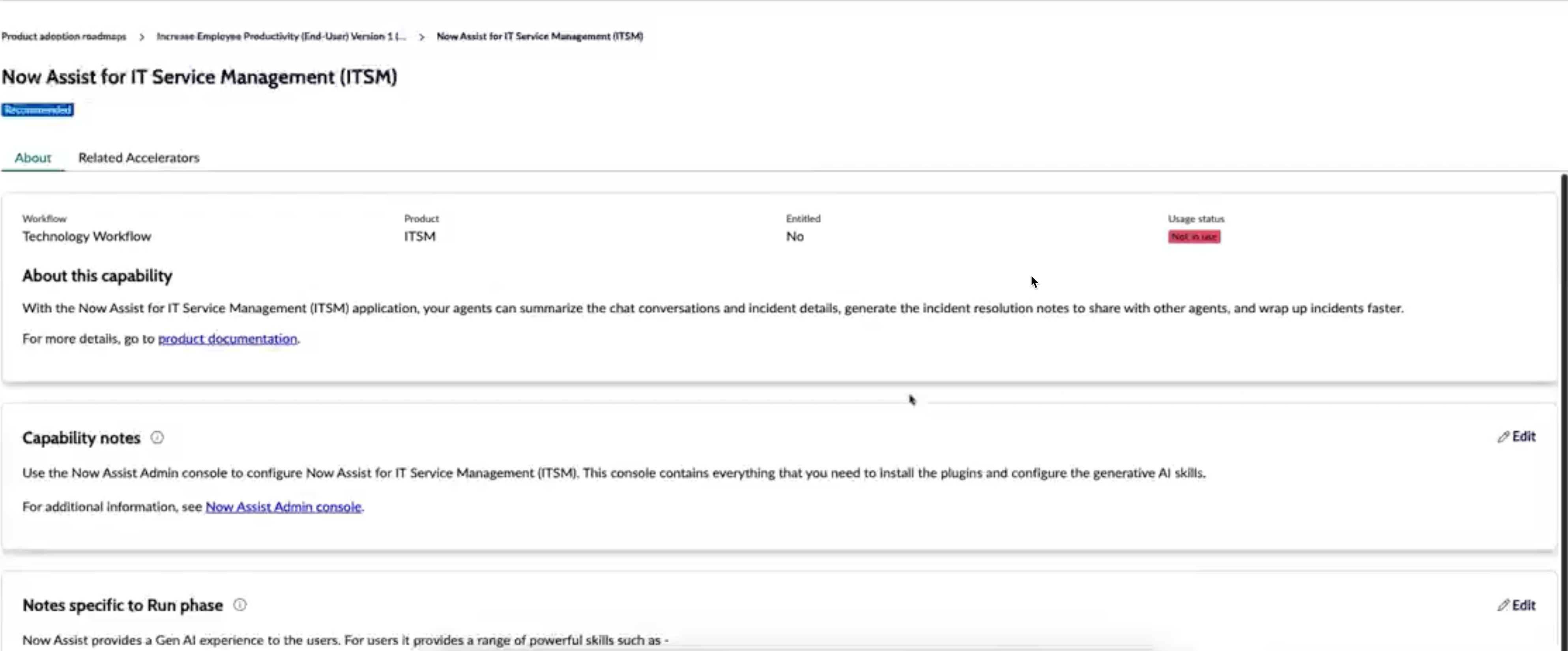 Select a capability in a created map to view its details and edit phases.