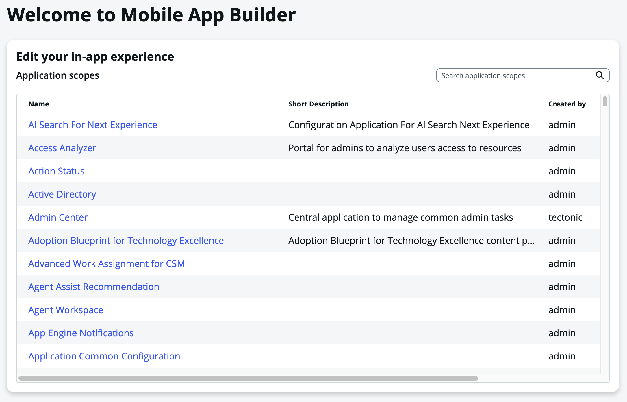 The Mobile App Builder landing page