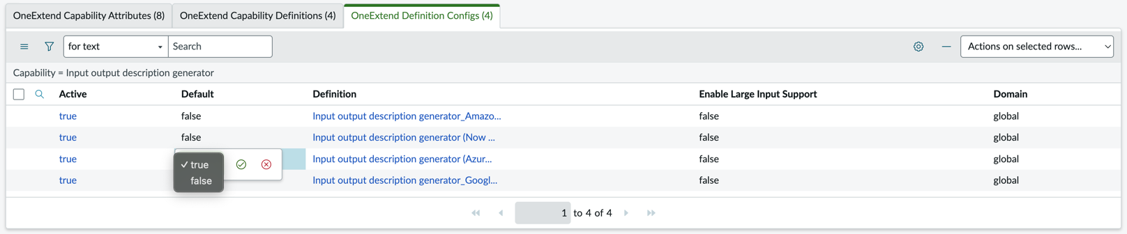 Selecting the default LLM for conversational subflows description generation skill.