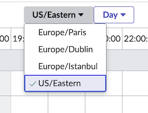 dispatcher workspace timezone drop-down