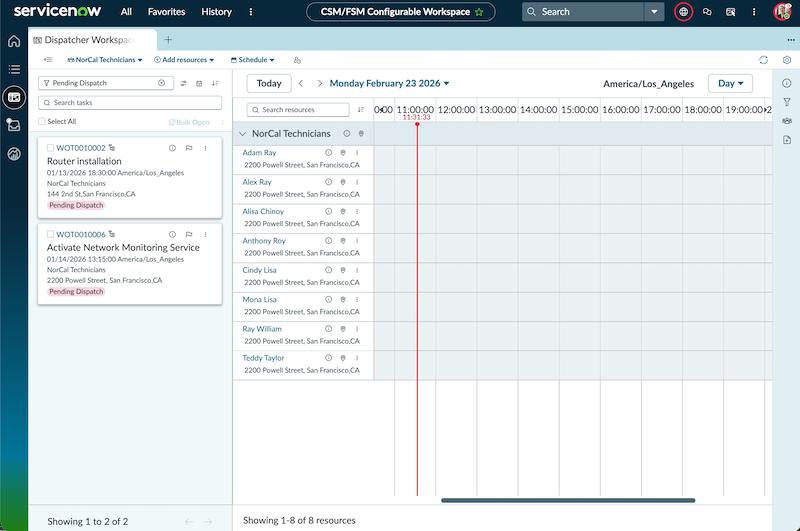 single time zone in dispatcher workspace