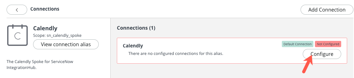 Configure button for Calendly connection.