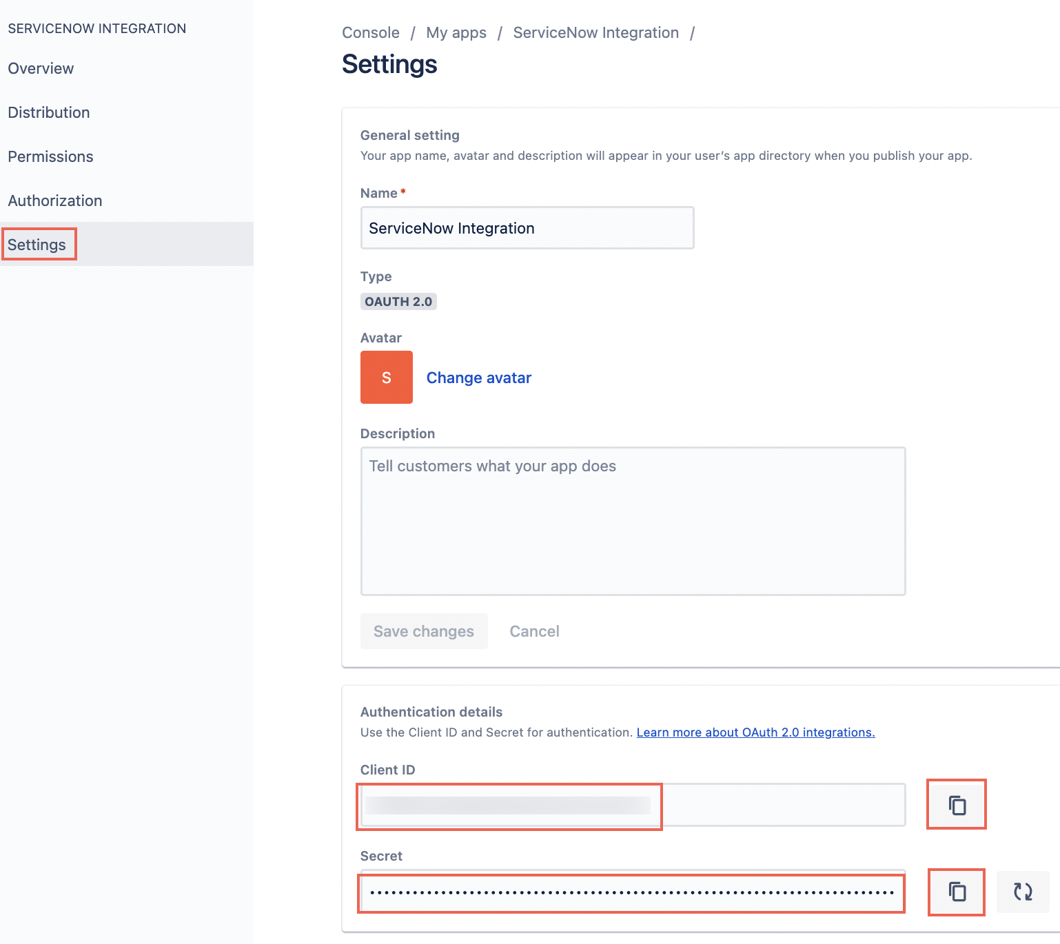 Copy the values of Client ID and Client Secret.