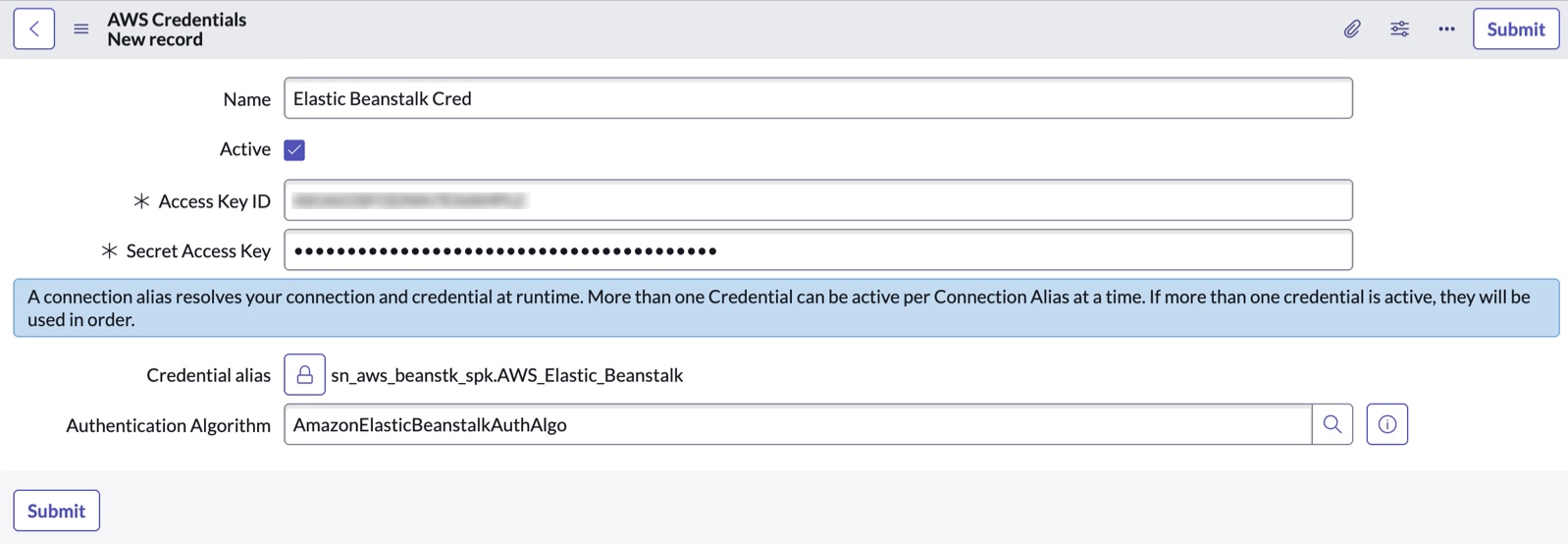 Create credential record for the spoke.