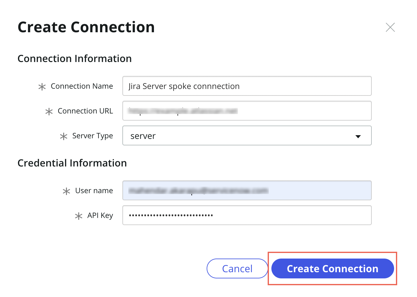 Configure the connection for Jira Server.