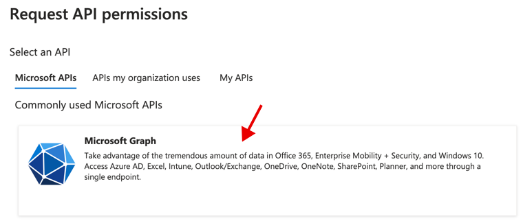 Microsoft Graph button.