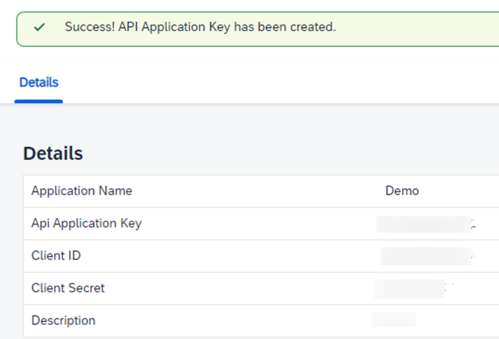 API key generated.
