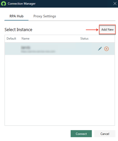 Add new instance from Connection Manager.