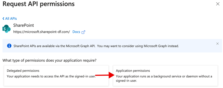 Application permissions button.