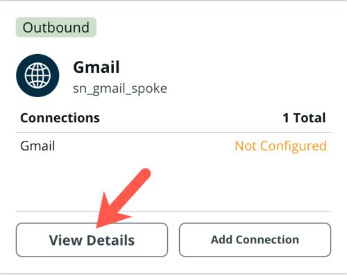 View Details button on Gmail spoke connection alias.