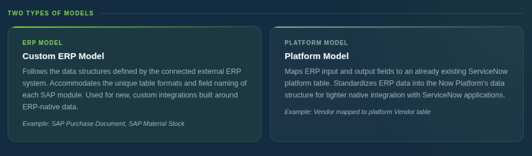Infographic showing the two types of models: ERP model and platform model.